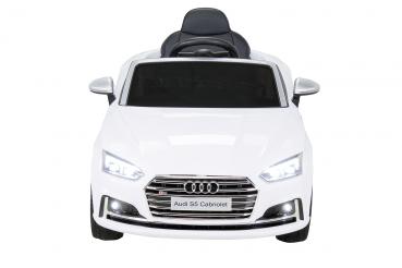 Kinder Elektroauto Audi S5 Cabriolet 2x45 Watt Motor 12V10Ah Batterie Leder Sitz Weiß - Elektro Auto Elektroauto Kinderauto